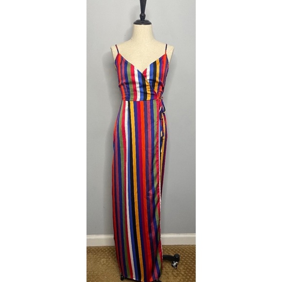 SUPERDOWN Revolve Ella Multicolor Stripe Maxi Dress XXS - Picture 3 of 10